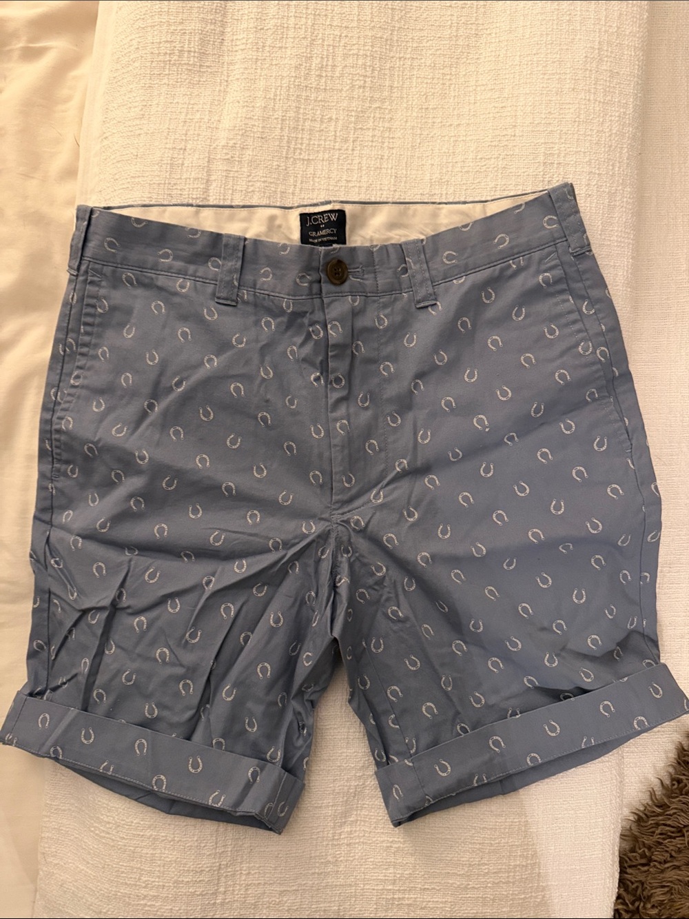 J. Crew Men’s Light Blue Printed Cotton Chino Shorts